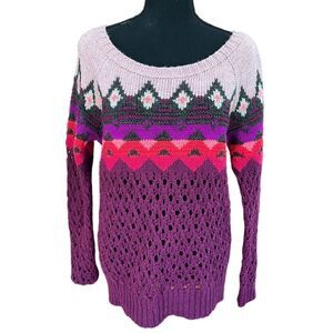 Am Eagle Outfitters Acrylic/Poly/Wool Knit Faire Isle Sweater